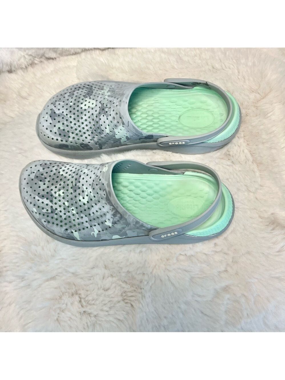 CROCS Gray and Mint Clogs